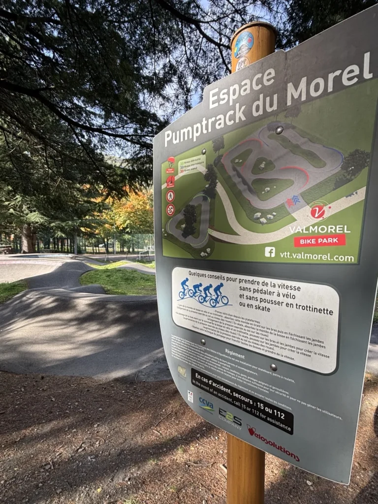 Panneau du plan de l’espace pumptrack du Morel
